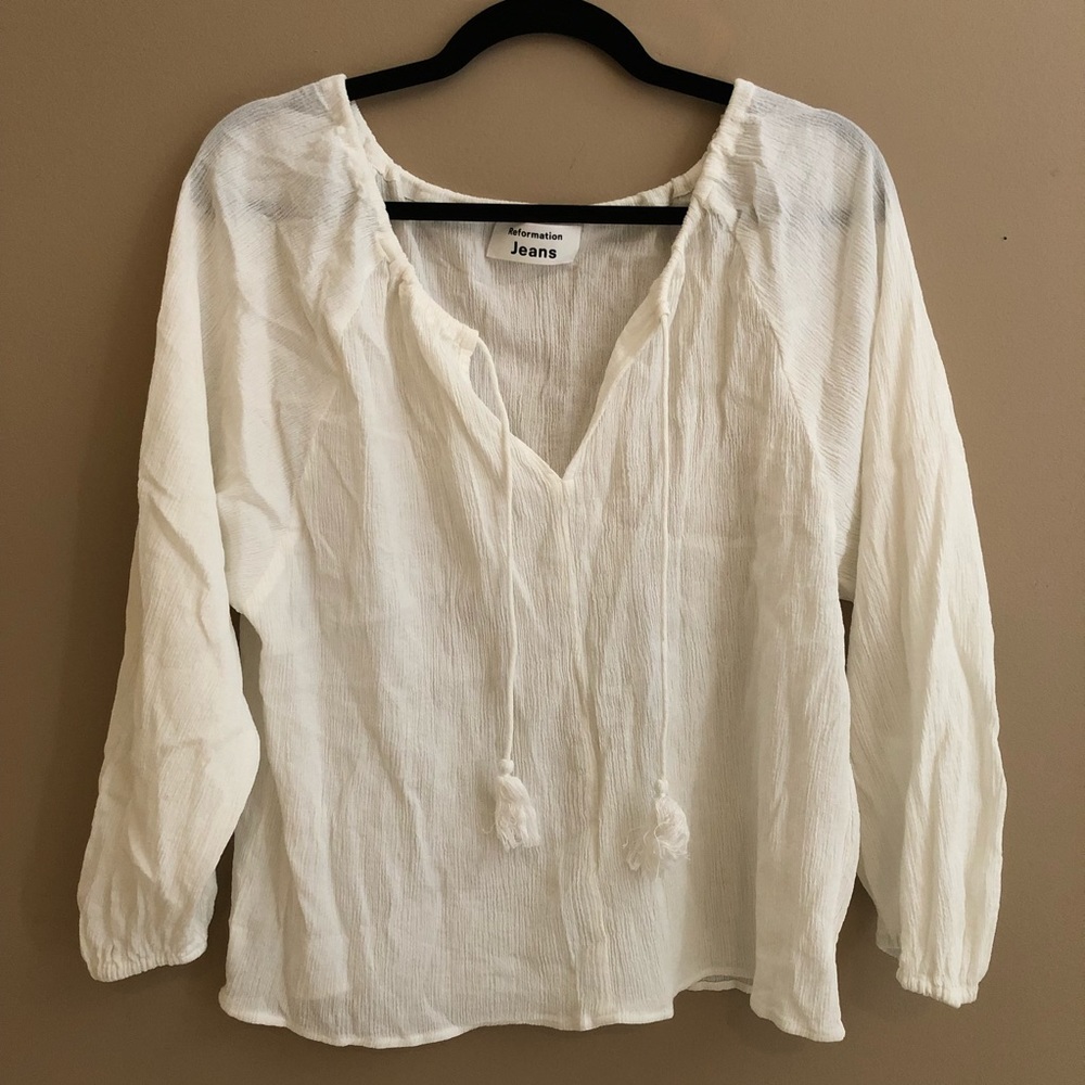 Reformation Cream Blouse
